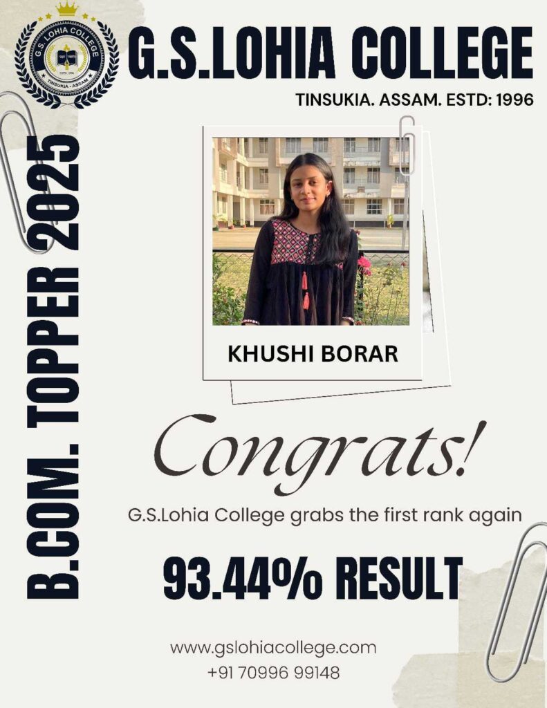 B.Com Topper 2025 — Khushi Borar, 93.44%